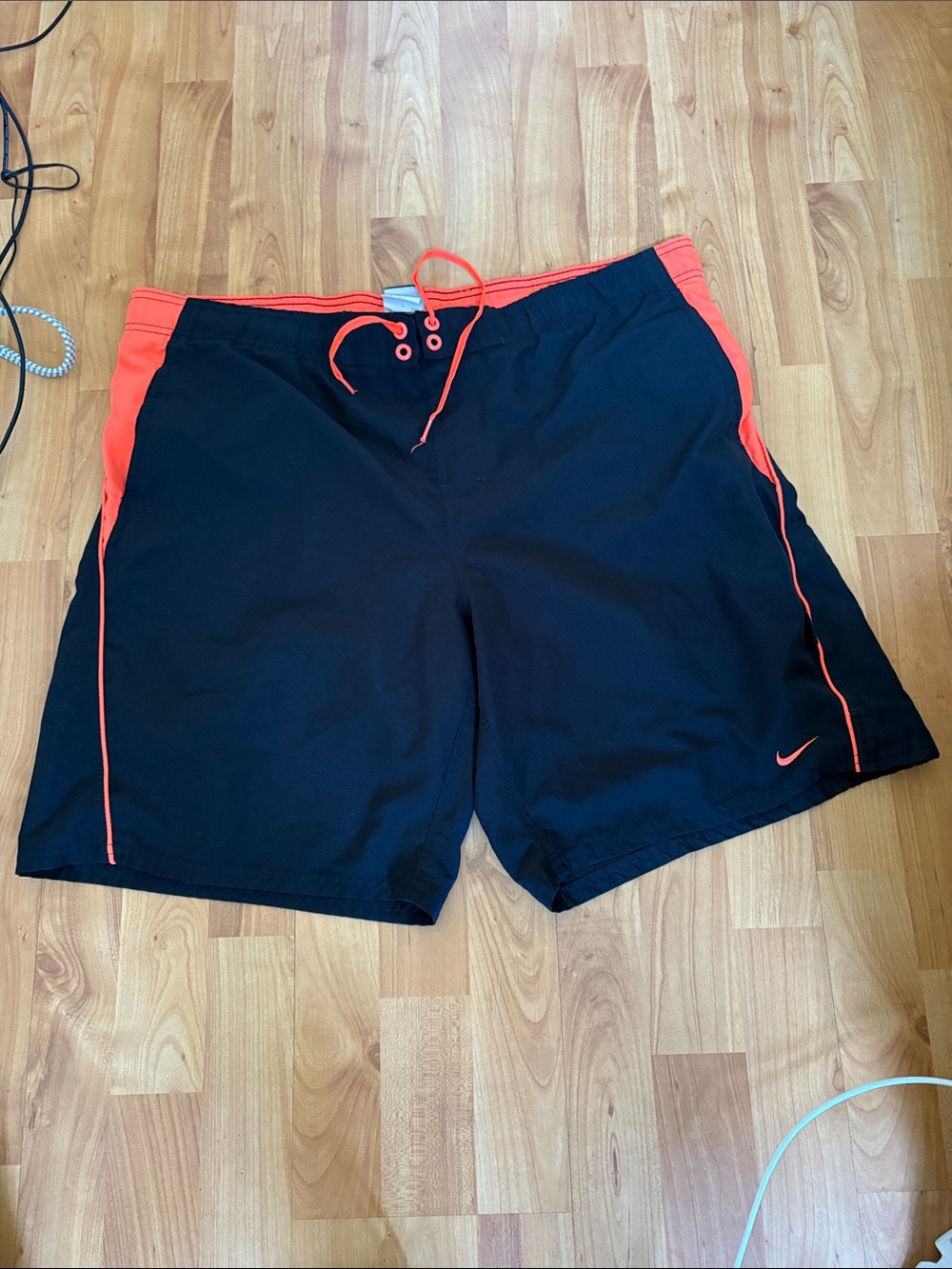 Nike Black Swim Shorts with Bright Orange Trim